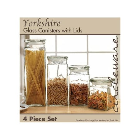 Circleware Circleware 92044 Yorkshire Canister Borosilicate Glass - 4 Piece 92044